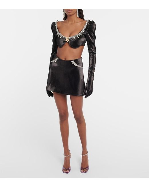 Miss Sohee Black Embellished Bra Top With Gloves