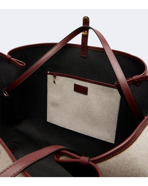 Chloé Gray Clover Leather-Trimmed Canvas Tote Bag