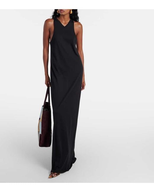 Khaite Black Vernetta Cotton-Blend Jersey Maxi Dress