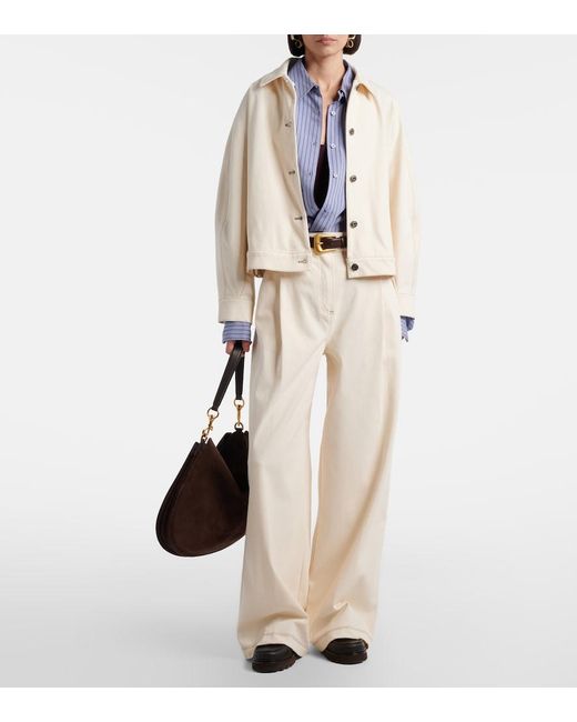 Max Mara White Pleated Wide-Leg Jeans