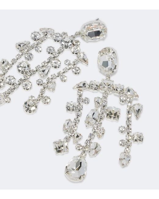 Magda Butrym White Crystal-Embellished Drop Earrings