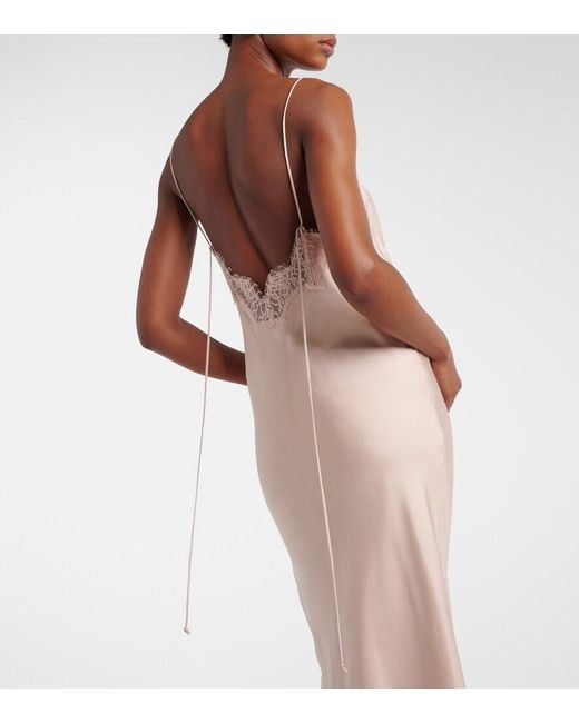 Rohe Natural Lace-Trimmed Silk Satin Slip Dress