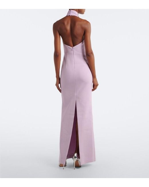 Rebecca Vallance Purple Yolanda Embellished Crepe Gown