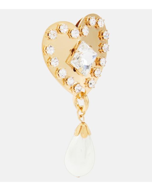 Orecchini a clip con perle bijoux di Alessandra Rich in Metallic