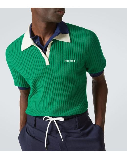 Polo De Cachemir Miu Miu de hombre de color Green