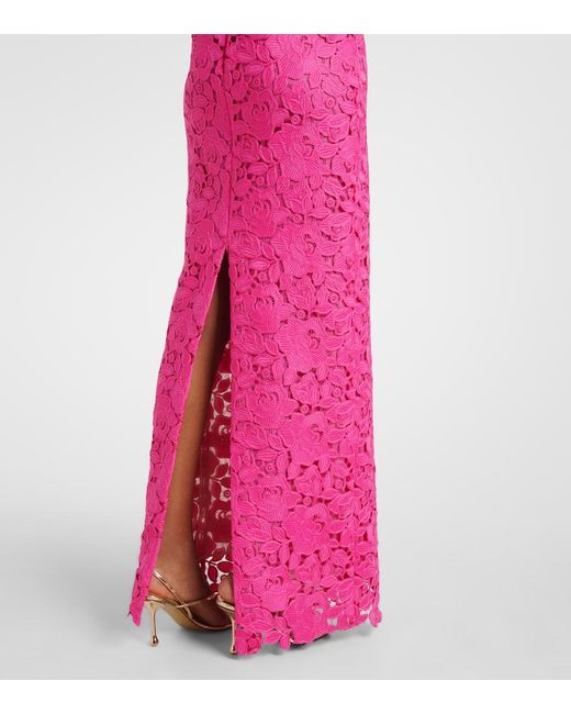 Vestido De Fiesta De Guipur Asimetrico Oscar de la Renta de color Pink