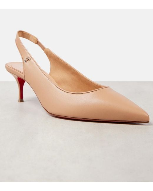Christian Louboutin Natural Sporty Kate Sling 55 Leather Slingback Pumps