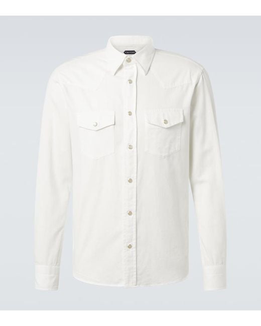 Tom Ford White Cotton Poplin Shirt for men