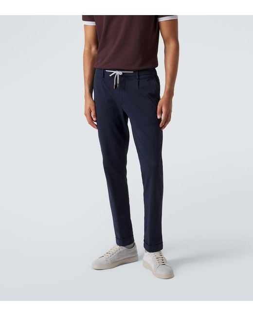 Eleventy Blue Cotton-Blend Slim Pants for men