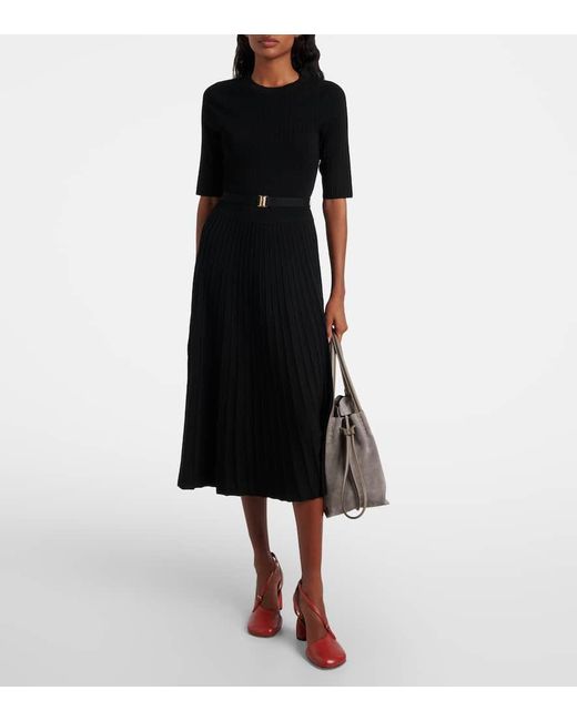 Veronica Beard Black Elthea Knitted Midi Dress