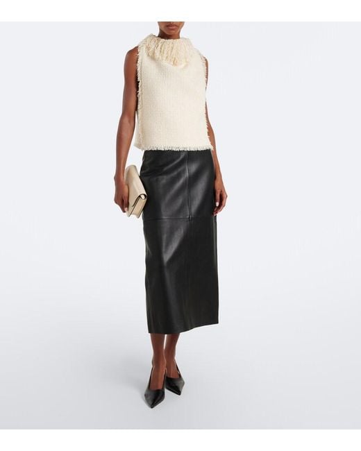 Rohe Black Leather Pencil Skirt