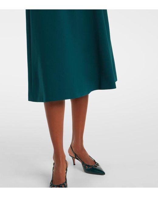 Carolina Herrera Green Bow-Detail Crepe Midi Dress