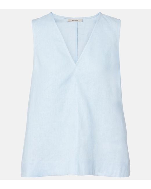Asceno Blue Manta Linen Top