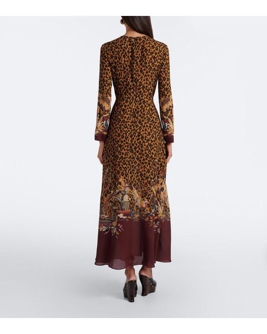 Etro Brown Leopard-Print Maxi Dress