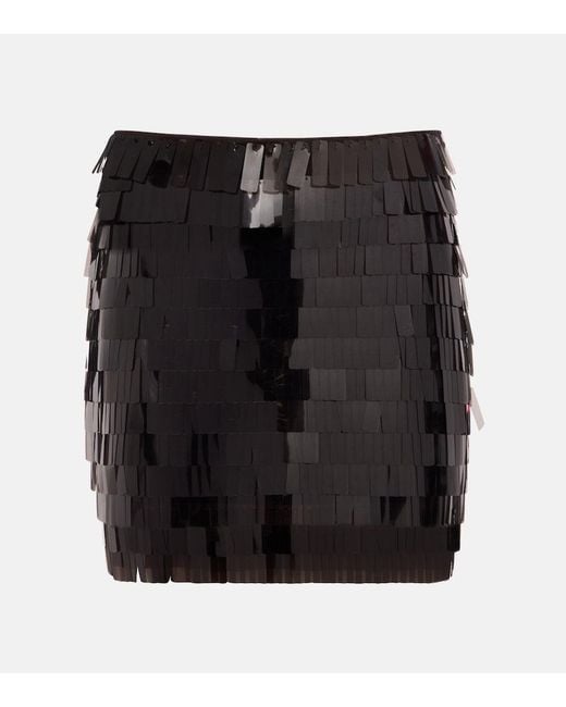 Staud Black Max Sequined Mesh Miniskirt
