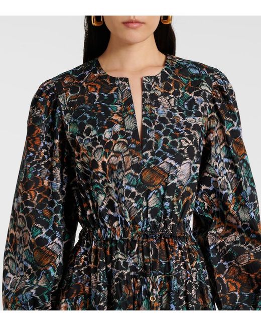 Ulla Johnson Black Aurelie Ruffled Cotton Midi Dress