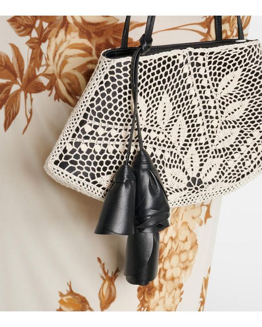 Magda Butrym Black Maya Small Crochet Leather-Trimmed Shoulder Bag