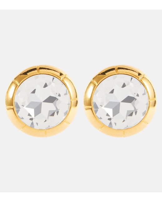 Alessandra Rich White Crystal-embellished Clip-on Earrings