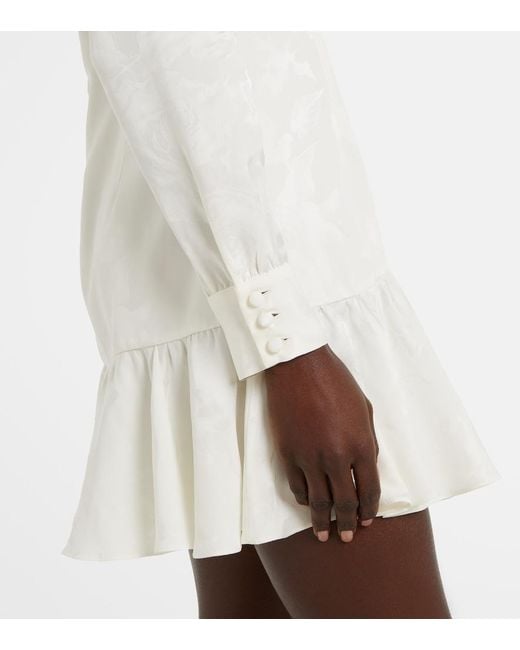 Alessandra Rich White Bow-Detail Floral Jacquard Minidress