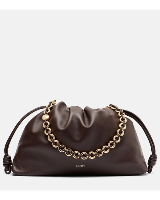 Loewe Brown Schultertasche Flamenco Large Aus Leder