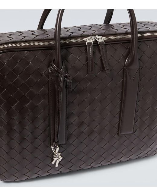 Bottega Veneta Black Getaway Intrecciato Leather Briefcase for men