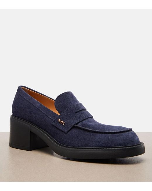 Tod's Blue Suede Loafer Pumps