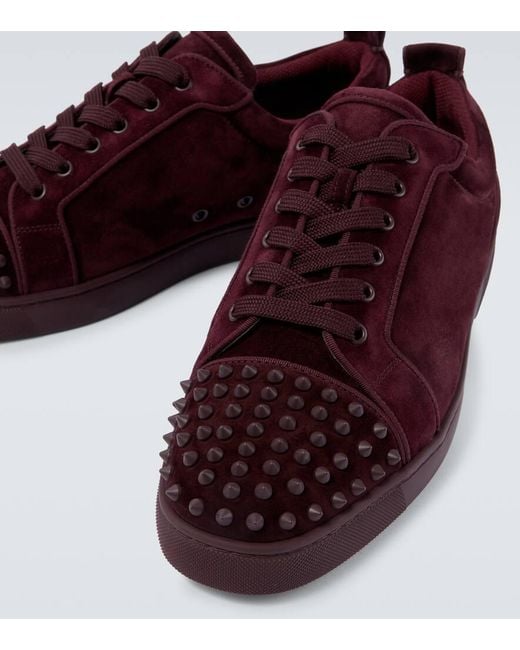 Christian Louboutin Red Louis Junior Spikes Suede Sneakers for men