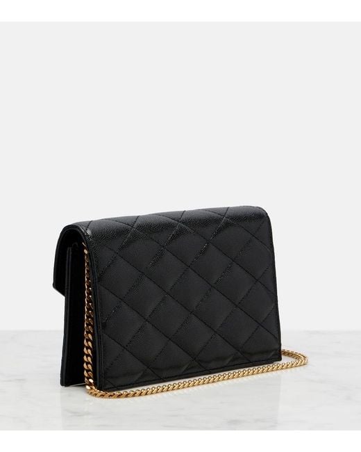 Saint Laurent Black Paris Leather Wallet On Chain
