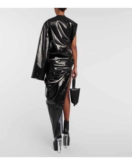 Rick Owens Black Asymmetrical Denim Gown