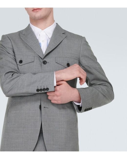 Comme des Garçons Gray Checked Wool Blazer for men