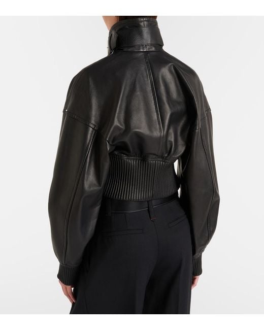 Sportmax Black Ossido Leather Blouson Jacket