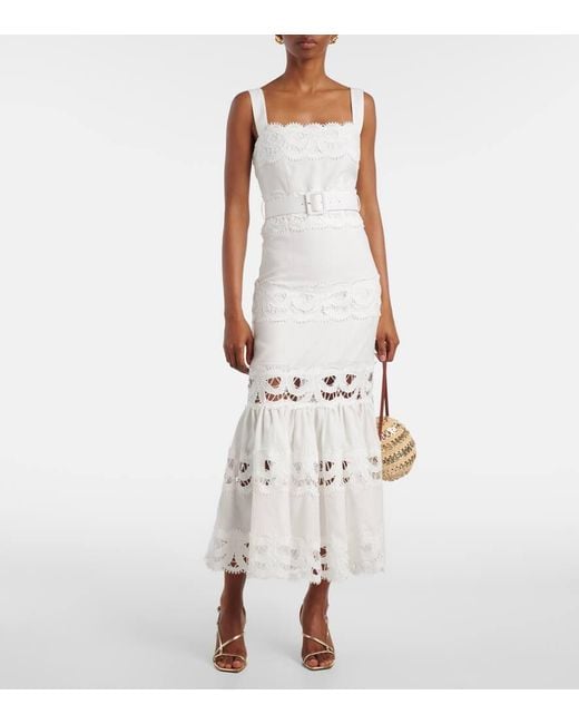 Self-Portrait White Linen Lace Dress