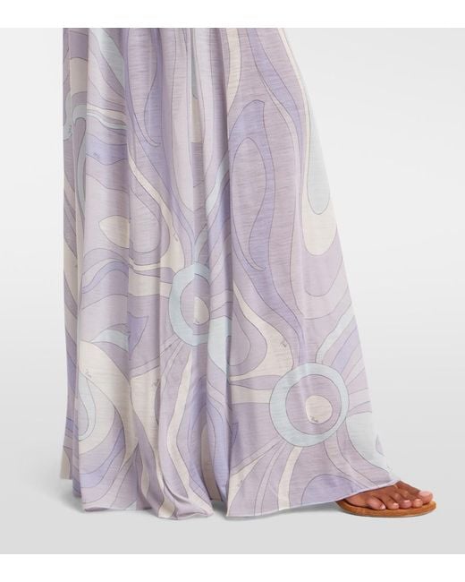 Emilio Pucci White Iride Gathered Wool-Blend Gown