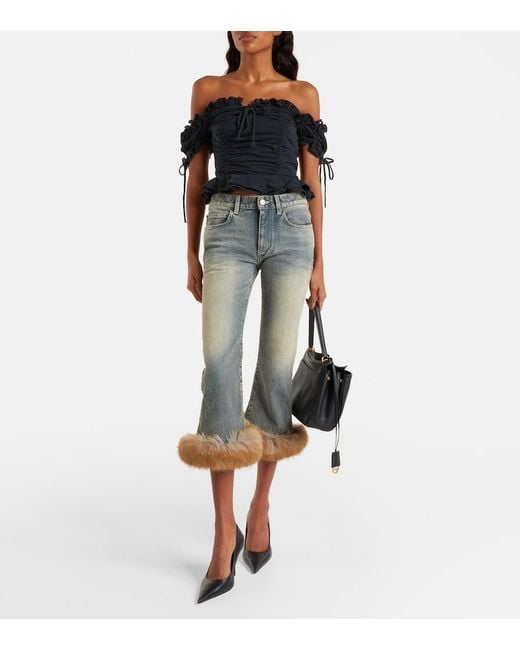 Balenciaga Black Gathered Cropped Top