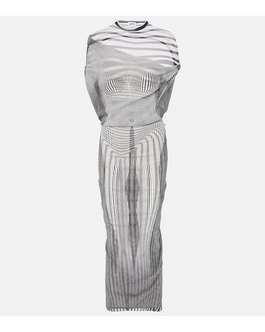 Jean Paul Gaultier Gray Body Morphing Layered Draped Tulle Midi Dress