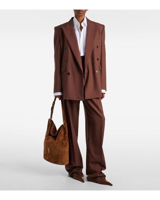 Saint Laurent Brown Bucket Bag Niki Cassandre Aus Veloursleder