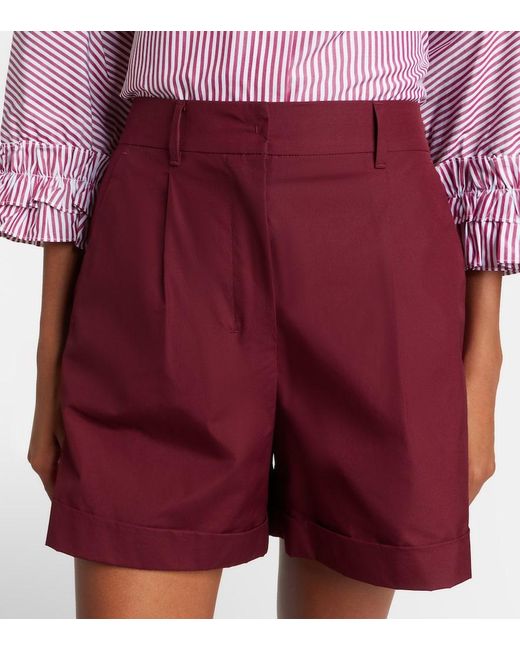 Max Mara Red Cotton Poplin Shorts