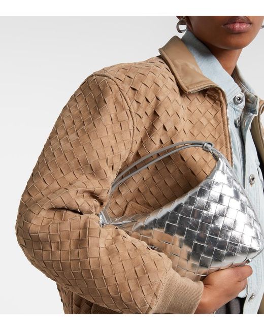 Bottega Veneta White Wallace Intrecciato Leather Shoulder Bag
