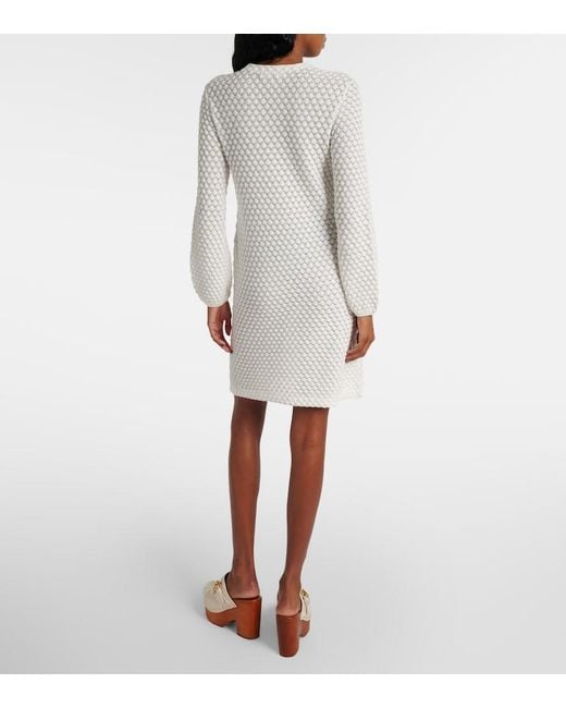 Robe Pull En Coton Gaufre Chloé en coloris White
