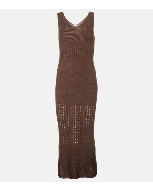 Max Mara Brown Maxikleid Valois Aus Einem Baumwollgemisch