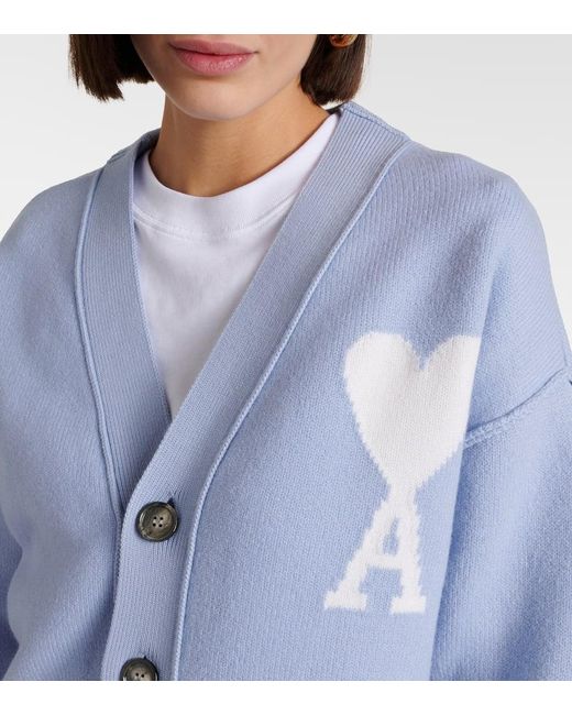 Cardigan Ami de Cour in lana di AMI in Blue