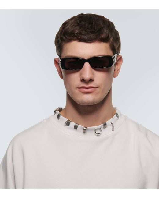 Balenciaga Black Dynasty Rectangular Sunglasses for men