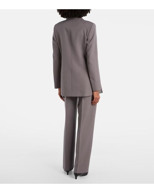 Jil Sander Gray Wool Gabardine Wide-Leg Pants