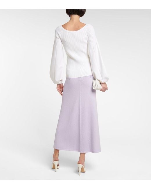 Dorothee Schumacher White Sleek Ribs Wool-Blend Sweater