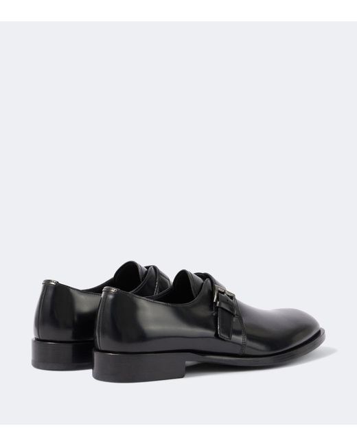 Prada Black Leather Monk Strap Shoes for men