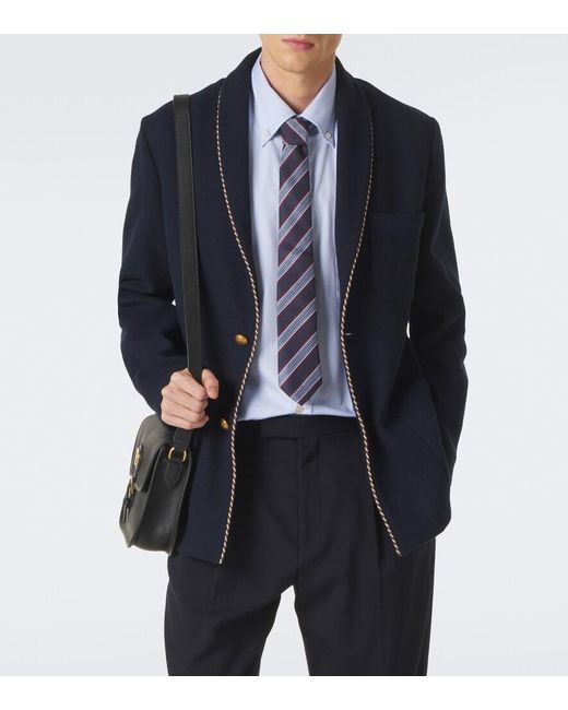 Valentino Blue Cotton Twill Blazer for men