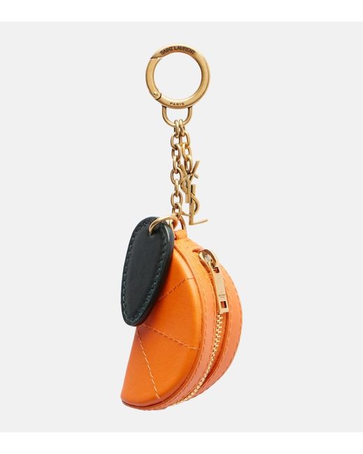 Saint Laurent Orange Leather Keychain