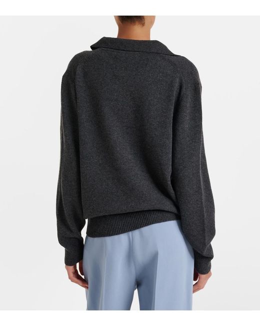 Victoria Beckham Black Genevieve Wool And Cashmere Polo Sweater
