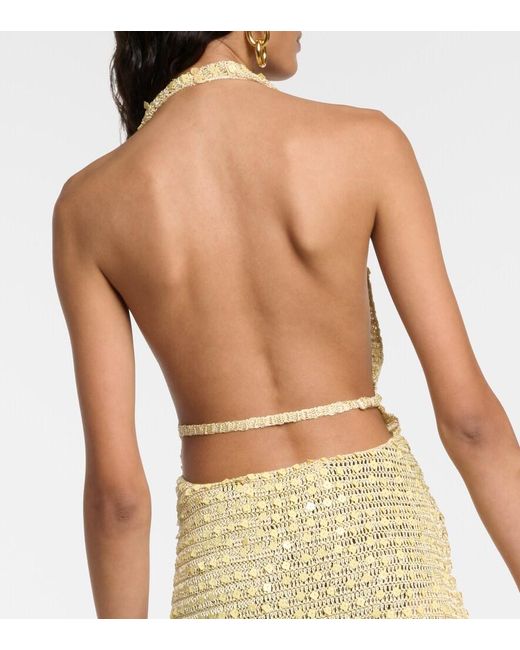AYA MUSE Metallic Sequined Halterneck Mini Dress