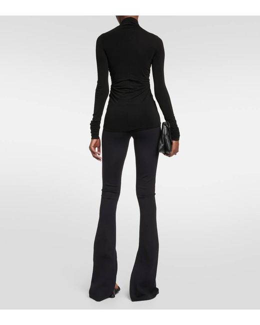 Rick Owens Black Prong Open Front Jersey Top